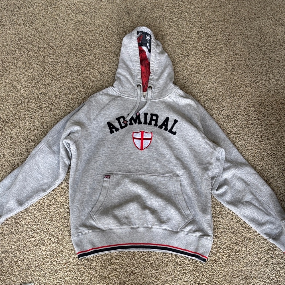 Gray Admiral Hoodie with Red Accents